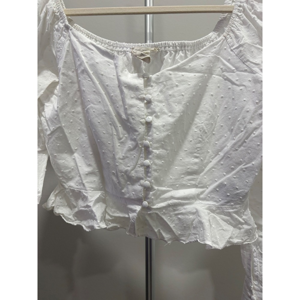 Urban Outfitters Coquette Cottagecore Milkmaid Prairie Crop Top White Cotton M - Picture 3 of 9